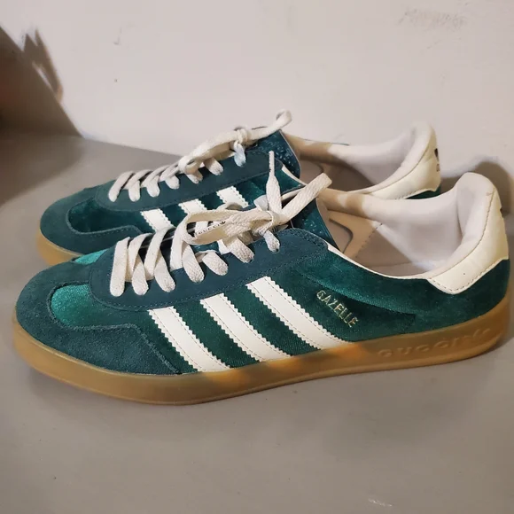 Gucci × Adidas Gazelle Green and White Men's Shoes Size 9.5 - Picture 9 of 9